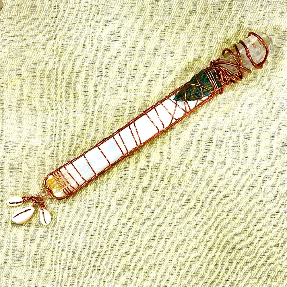 Crystal Wand Crystal, Selenite and Kyanite Chakra Wand Healing Wand Reiki